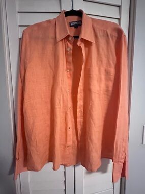Vilebrequin Orange Linen Resort Shirt